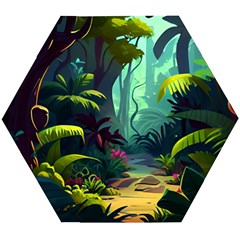 Rainforest Jungle Cartoon Animation Background Wooden Puzzle Hexagon by Ndabl3x