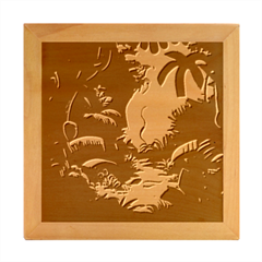 Rainforest Jungle Cartoon Animation Background Wood Photo Frame Cube by Ndabl3x