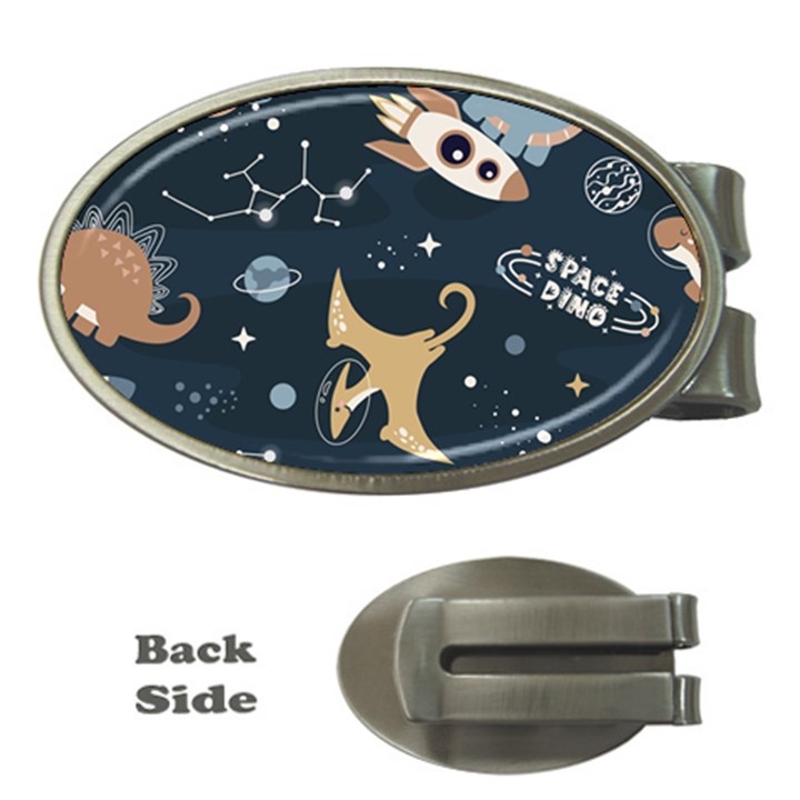 Space Theme Art Pattern Design Wallpaper Money Clips (Oval) 