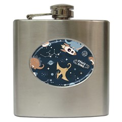 Space Theme Art Pattern Design Wallpaper Hip Flask (6 Oz) by Ndabl3x