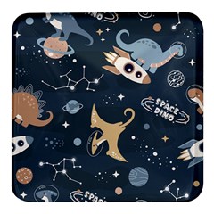 Space Theme Art Pattern Design Wallpaper Square Glass Fridge Magnet (4 Pack) by Ndabl3x