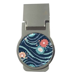 Waves Flowers Pattern Water Floral Minimalist Money Clips (round)  by Ndabl3x