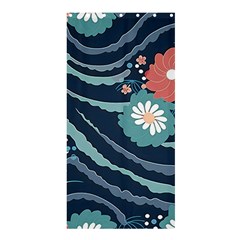 Waves Flowers Pattern Water Floral Minimalist Shower Curtain 36  X 72  (stall)  by Ndabl3x