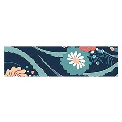 Waves Flowers Pattern Water Floral Minimalist Oblong Satin Scarf (16  X 60 ) by Ndabl3x