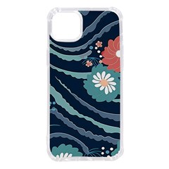 Waves Flowers Pattern Water Floral Minimalist Iphone 14 Plus Tpu Uv Print Case