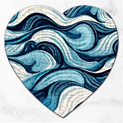 Pattern Ocean Waves Arctic Ocean Blue Nature Sea Jigsaw Puzzle (heart) by Ndabl3x