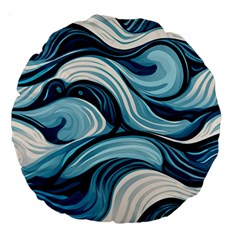 Pattern Ocean Waves Arctic Ocean Blue Nature Sea Large 18  Premium Round Cushions by Ndabl3x