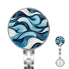 Pattern Ocean Waves Arctic Ocean Blue Nature Sea Stainless Steel Nurses Watch by Ndabl3x