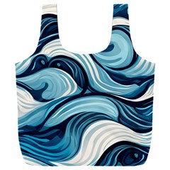 Pattern Ocean Waves Arctic Ocean Blue Nature Sea Full Print Recycle Bag (xxl) by Ndabl3x