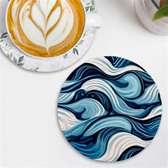 Pattern Ocean Waves Arctic Ocean Blue Nature Sea Uv Print Round Tile Coaster by Ndabl3x