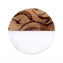 Pattern Ocean Waves Arctic Ocean Blue Nature Sea Classic Marble Wood Coaster (round)  by Ndabl3x