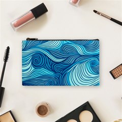 Ocean Waves Sea Abstract Pattern Water Blue Cosmetic Bag (small) by Ndabl3x