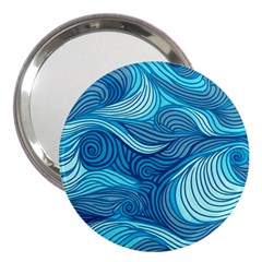 Ocean Waves Sea Abstract Pattern Water Blue 3  Handbag Mirrors