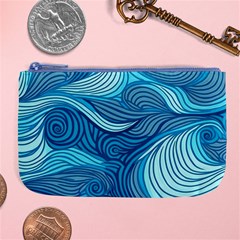 Ocean Waves Sea Abstract Pattern Water Blue Large Coin Purse by Ndabl3x