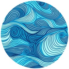 Ocean Waves Sea Abstract Pattern Water Blue Wooden Puzzle Round by Ndabl3x