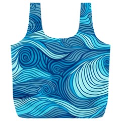 Ocean Waves Sea Abstract Pattern Water Blue Full Print Recycle Bag (xxl) by Ndabl3x