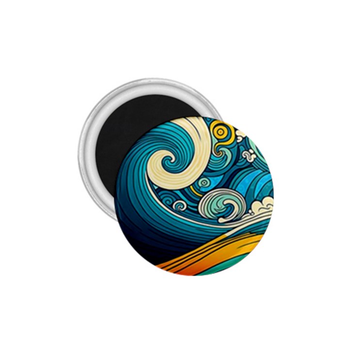 Waves Wave Ocean Sea Abstract Whimsical Abstract Art 1.75  Magnets