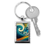 Waves Wave Ocean Sea Abstract Whimsical Abstract Art Key Chain (Rectangle) Front