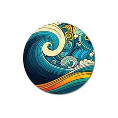 Waves Wave Ocean Sea Abstract Whimsical Abstract Art Magnet 3  (round) by Ndabl3x