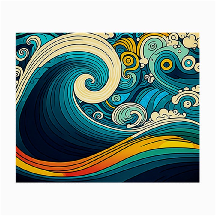 Waves Wave Ocean Sea Abstract Whimsical Abstract Art Small Glasses Cloth