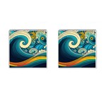 Waves Wave Ocean Sea Abstract Whimsical Abstract Art Cufflinks (Square) Front(Pair)