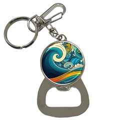 Waves Wave Ocean Sea Abstract Whimsical Abstract Art Bottle Opener Key Chain by Ndabl3x