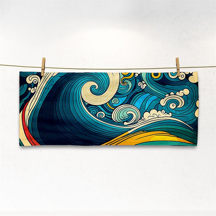 Waves Wave Ocean Sea Abstract Whimsical Abstract Art Hand Towel