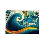 Waves Wave Ocean Sea Abstract Whimsical Abstract Art Cosmetic Bag (Large) Front