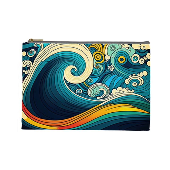 Waves Wave Ocean Sea Abstract Whimsical Abstract Art Cosmetic Bag (Large)