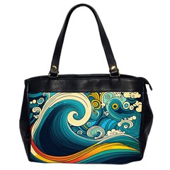 Waves Wave Ocean Sea Abstract Whimsical Abstract Art Oversize Office Handbag (2 Sides) by Ndabl3x