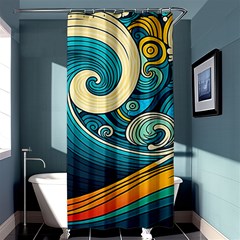 Waves Wave Ocean Sea Abstract Whimsical Abstract Art Shower Curtain 36  X 72  (stall)  by Ndabl3x