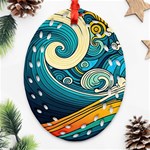 Waves Wave Ocean Sea Abstract Whimsical Abstract Art Oval Filigree Ornament (Two Sides) Back