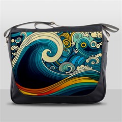 Waves Wave Ocean Sea Abstract Whimsical Abstract Art Messenger Bag by Ndabl3x