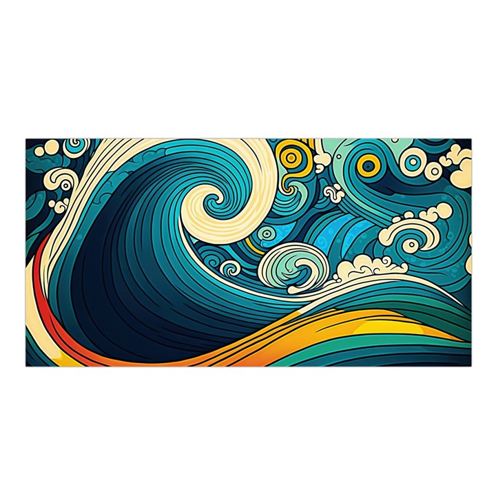 Waves Wave Ocean Sea Abstract Whimsical Abstract Art Satin Shawl 45  x 80 