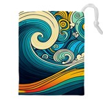 Waves Wave Ocean Sea Abstract Whimsical Abstract Art Drawstring Pouch (4XL) Front