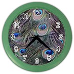 Peacock Feathers Peacock Bird Feathers Color Wall Clock Front