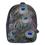 Peacock Feathers Peacock Bird Feathers School Bag (Large) Front