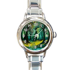 Ai Generated Trees Forest Mystical Forest Nature Art Round Italian Charm Watch by Ndabl3x