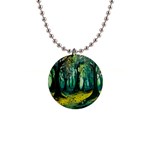 Ai Generated Trees Forest Mystical Forest Nature Art 1  Button Necklace Front