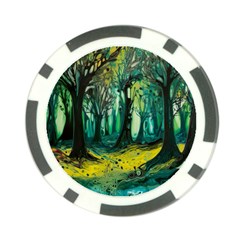 Ai Generated Trees Forest Mystical Forest Nature Art Poker Chip Card Guard by Ndabl3x