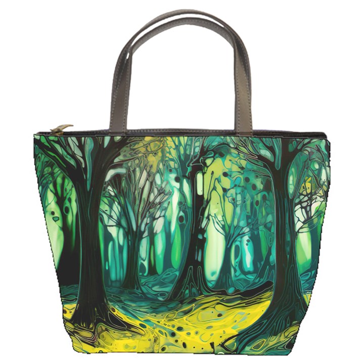 Ai Generated Trees Forest Mystical Forest Nature Art Bucket Bag