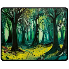 Ai Generated Trees Forest Mystical Forest Nature Art Fleece Blanket (medium) by Ndabl3x