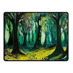 Ai Generated Trees Forest Mystical Forest Nature Art Fleece Blanket (small) by Ndabl3x