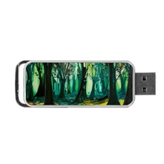 Ai Generated Trees Forest Mystical Forest Nature Art Portable Usb Flash (two Sides) by Ndabl3x