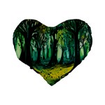 Ai Generated Trees Forest Mystical Forest Nature Art Standard 16  Premium Heart Shape Cushions Back