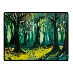 Ai Generated Trees Forest Mystical Forest Nature Art Two Sides Fleece Blanket (small) by Ndabl3x