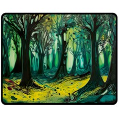 Ai Generated Trees Forest Mystical Forest Nature Art Two Sides Fleece Blanket (medium) by Ndabl3x