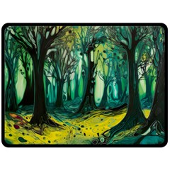 Ai Generated Trees Forest Mystical Forest Nature Art Two Sides Fleece Blanket (large) by Ndabl3x