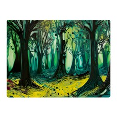 Ai Generated Trees Forest Mystical Forest Nature Art Two Sides Premium Plush Fleece Blanket (mini) by Ndabl3x