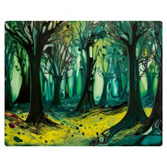 Ai Generated Trees Forest Mystical Forest Nature Art Two Sides Premium Plush Fleece Blanket (medium) by Ndabl3x